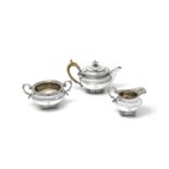 A George III silver three-piece tea service by William Stroud, London 1820