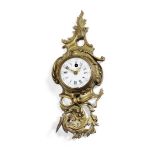 A late 19th century French gilt bronze miniature cartel timepiece the movement stamped CH*D