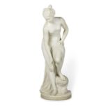 A late 19th/early 20th century Italian carved marble figure of 'Venus au bain'after a model by th...