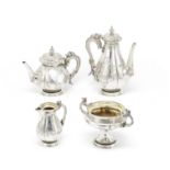 An unusual Victorian four-piece silver tea and coffee service Smith & Nicholson, London 1863