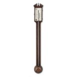 A chequer strung mahogany stick barometer signed C M