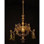 A late 19th century gilt bronze four light gasolier