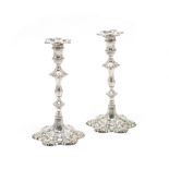 A pair of George III silver candlesticks Ebenezer Coker, London 1766