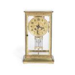 A late 19th / early 20th century gilt brass four glass clock the movement stamped Japy Freres, th...