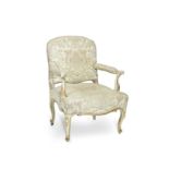 A German painted and parcel gilt armchair almost certainly 18th century