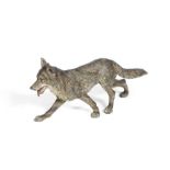 An Austrian cold painted bronze model of a wolf in the manner of Franz Xaver Bergmann (Austrian,...