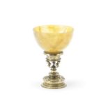 A late 16th / early 17th century silver-gilt and hardstone cup maker's mark a star radiant, stamp...