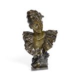 Georges Van der Straeten (Belgian, 1856 -1928): A patinated bronze bust of a peasant girl