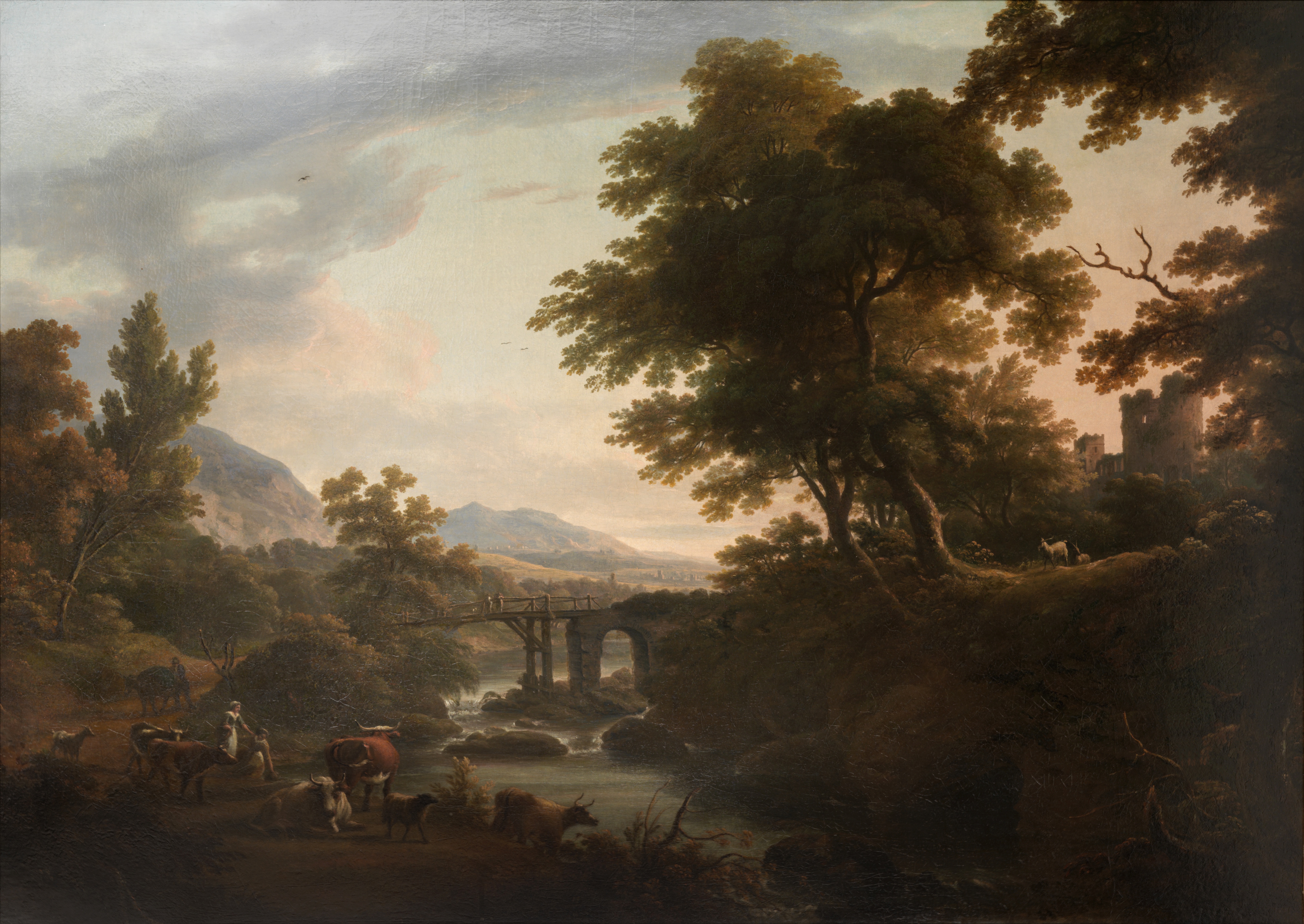 Attributed to William Frederick Witherington (British, 1785-1865) Extensive landscape with figure...