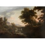 Attributed to William Frederick Witherington (British, 1785-1865) Extensive landscape with figure...