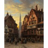 Charles Euphrasie Kuwasseg (French, 1838-1904) A street scene in Chartres