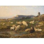 Attributed to Thomas George Cooper (British, 1836-1901) Sheep in a coastal meadow