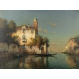 Antoine Bouvard (French, 1870-1956) A sunlit Venetian canal