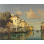 Antoine Bouvard (French, 1870-1956) A tranquil Venetian canal