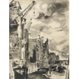 John Minton (British, 1917-1957) Cranes at Bankside