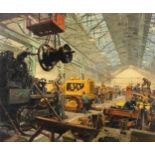 Terence Cuneo (British, 1907-1996) At the Heavy Plant Repair Shop of John Laing & Son Limited at ...