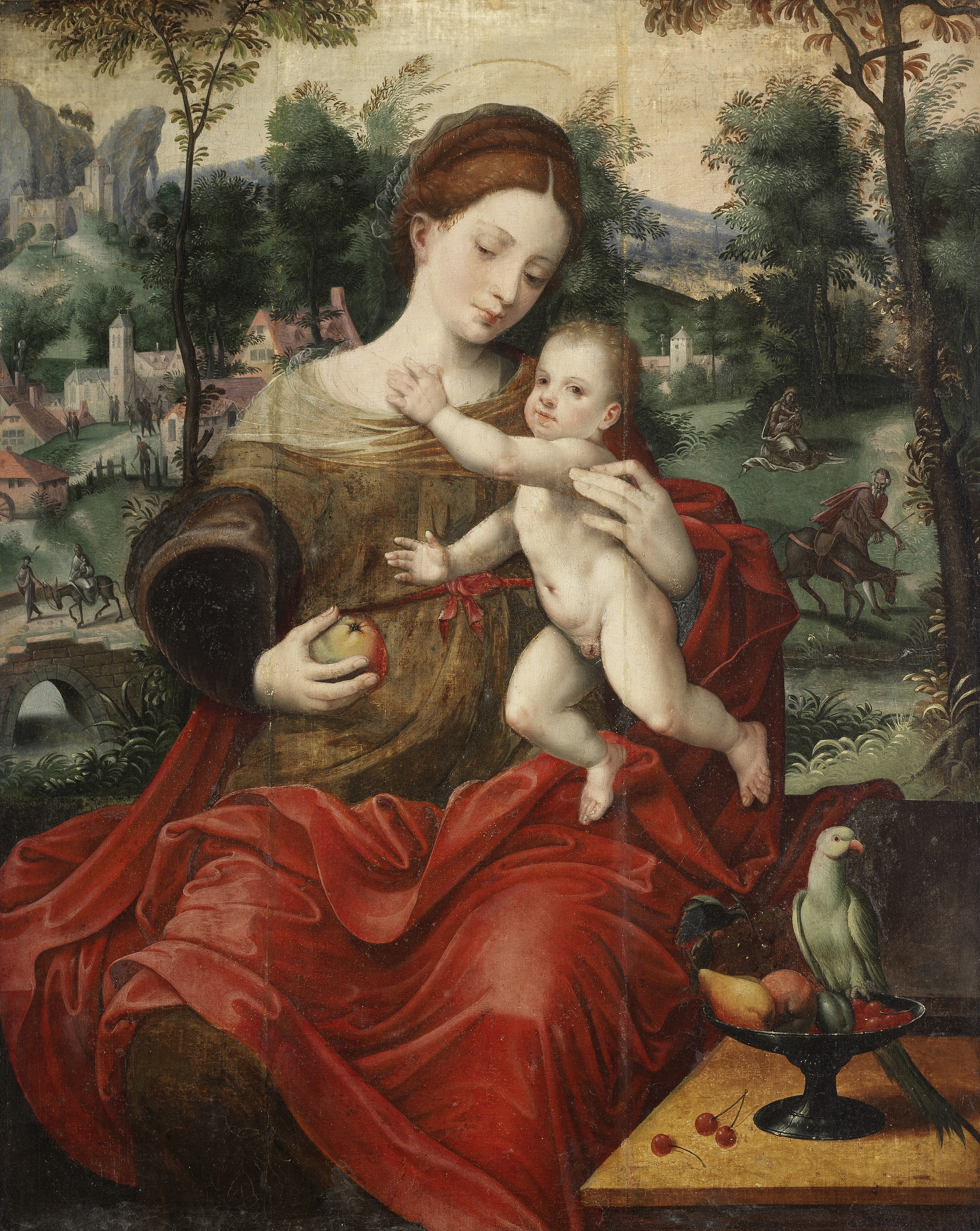 Master of the Parrot (active Antwerp, 1525-1550) The Virgin and Child, the Rest on the Flight int...