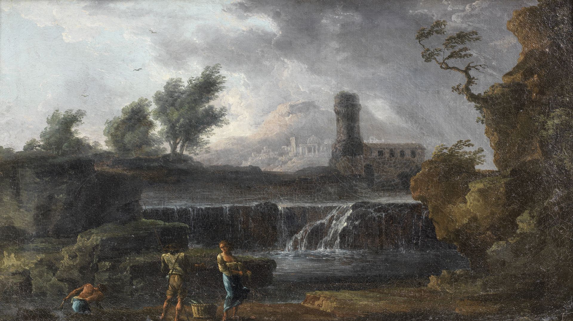 Carlo Bonavia (Naples active 1751-1788) Figures before a waterfall; and Shipping in a stormy sea ... - Bild 2 aus 2