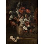 Pieter Casteels III (Antwerp 1684-1749 Richmond) Poppies, roses, lilies and other flowers in an u...