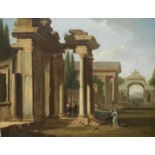 Niccolò Codazzi (Naples 1642-1693 Genoa) A capriccio of classical ruins with elegant figures prom...