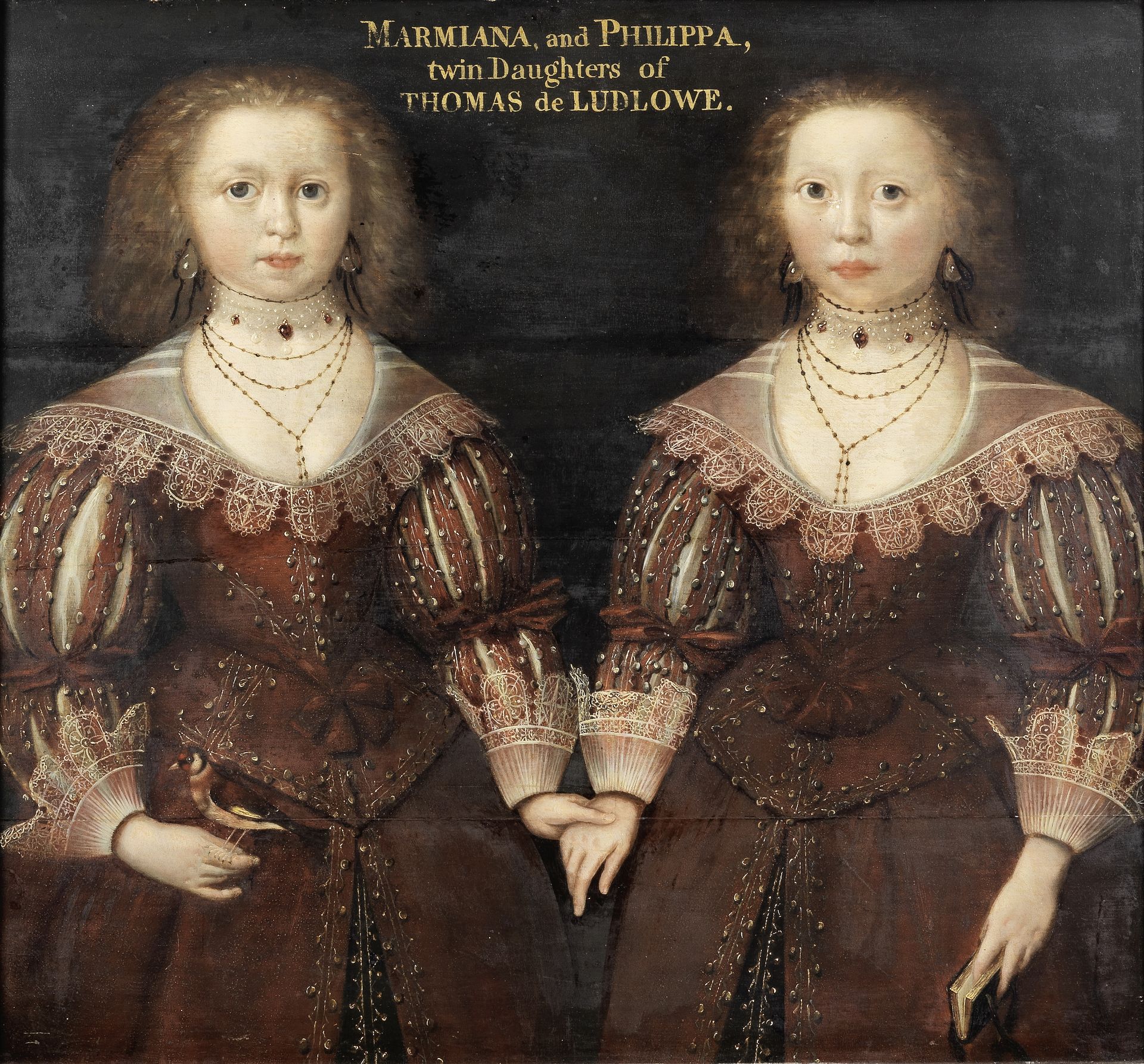Circle of William Larkin (London circa 1580-1619) Double portrait of twin sisters, said to be Mar... - Bild 2 aus 2