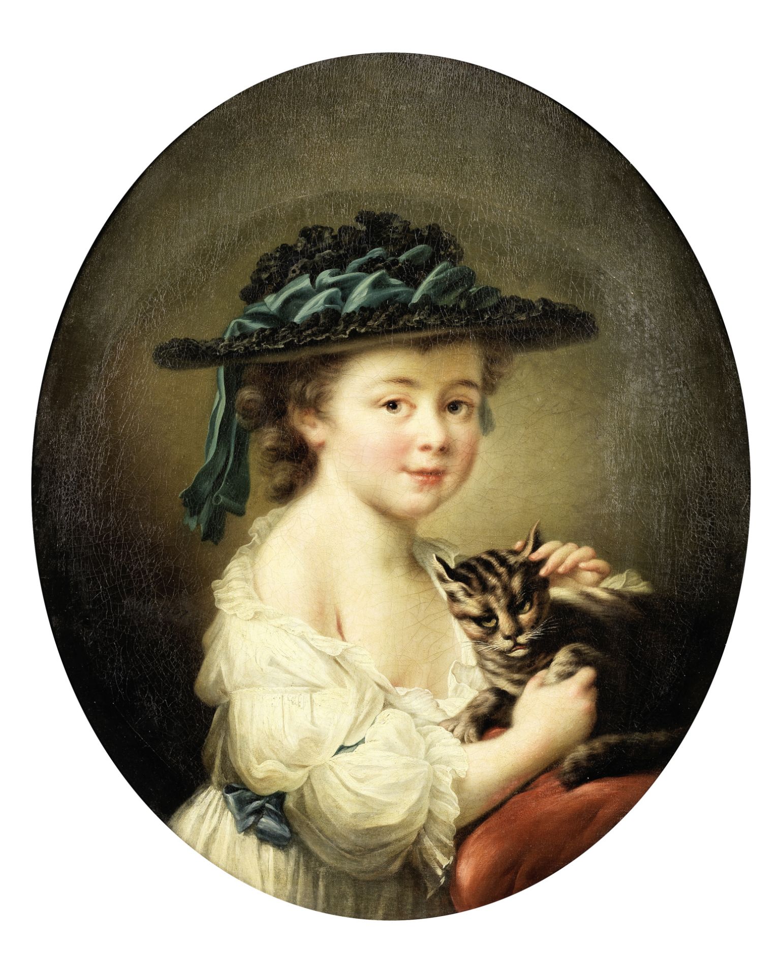 François-Hubert Drouais (Paris 1727-1775), and Studio Portrait of a girl with a cat