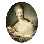 François Hubert Drouais (Paris 1727-1775) Portrait of Comtesse du Barry holding a woven basket of...