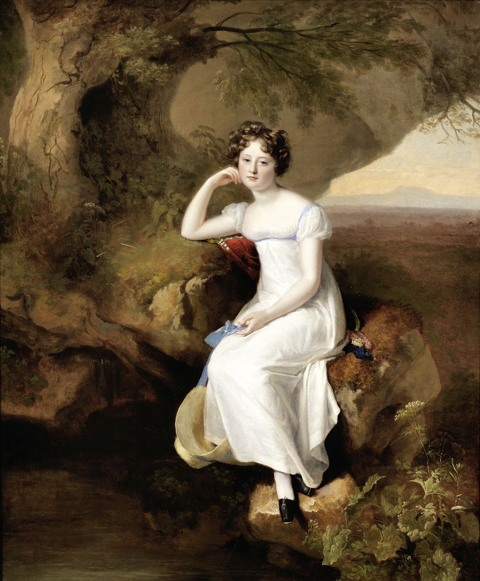Firmin Massot (Geneva 1766-1849) Portrait of Elizabeth Broadhead, later Lady Dashwood, full-lengt...