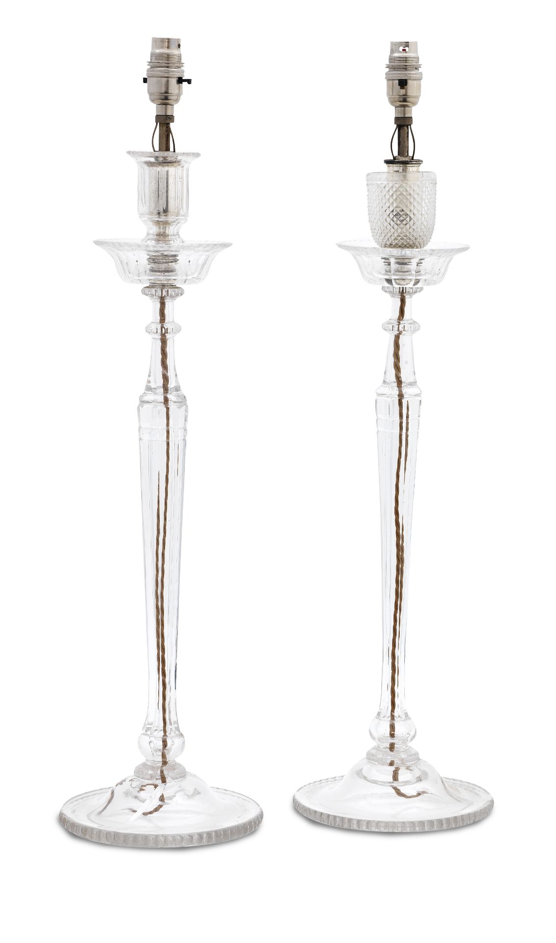 A pair of cut glass table lamps 20th century