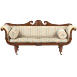 A 19th century style mahogany framed double ended sofa, in the Greco-revival taste, 20th century