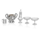 A small collection of silver to include a Victorian twin-handled sugar bowl by C.Reily & G.Storer...