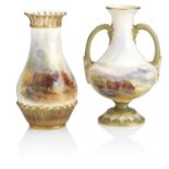 Two small Royal Worcester vases by Harry Stinton Dated 1909 and 1912