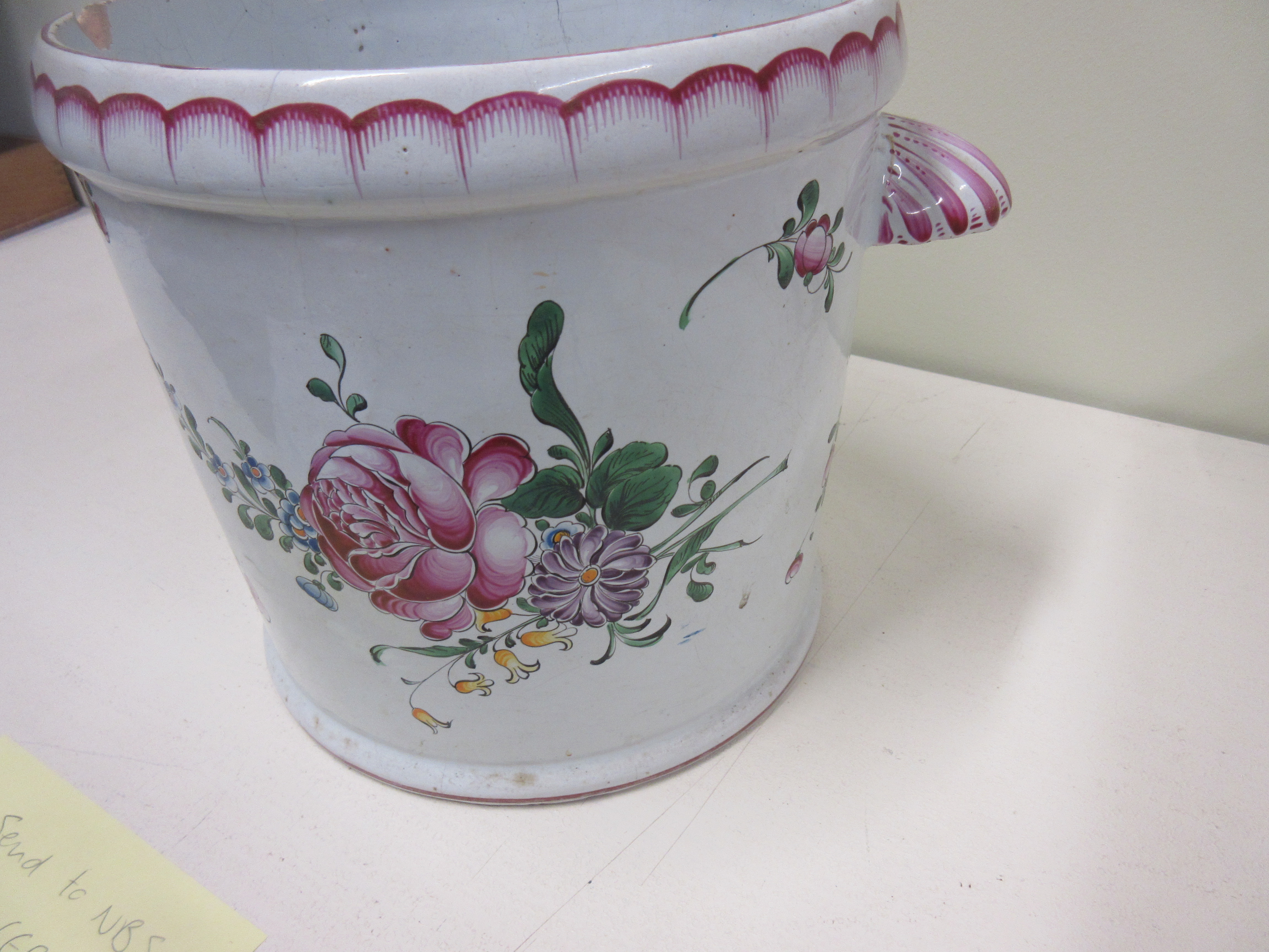 A Strasbourg faience large cylindrical wine cooler Circa 1770 - Image 7 of 8