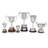 Six various silver presentation trophy cups, relating to The Welsh Corgi League various makers an...