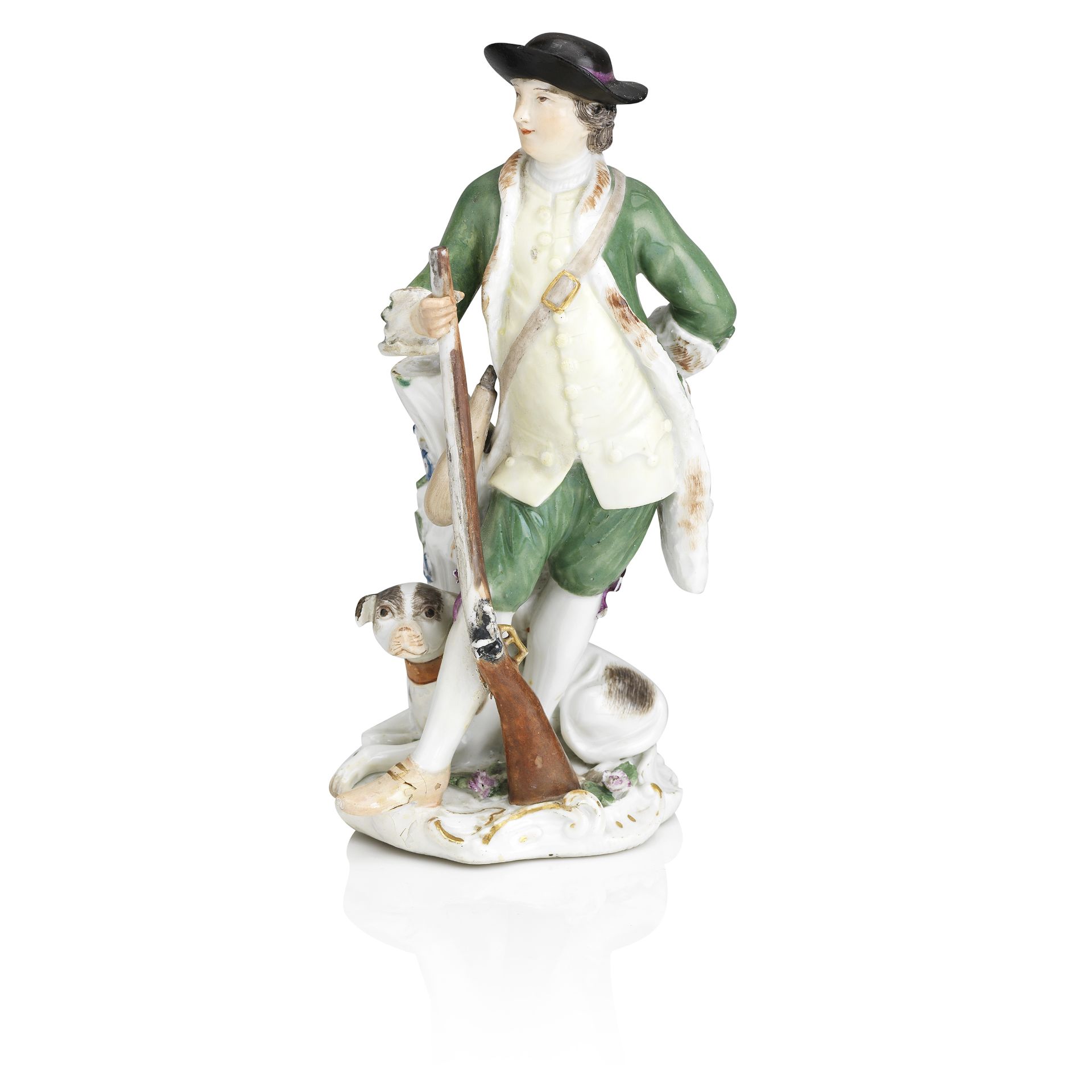 A Meissen figure of a hunter 18th century