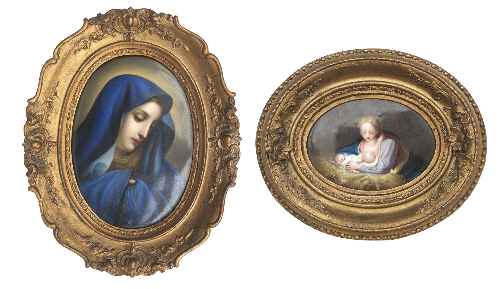 A KPM plaque depicting the Madonna, after Carlo Dolci Mid/late 19th century