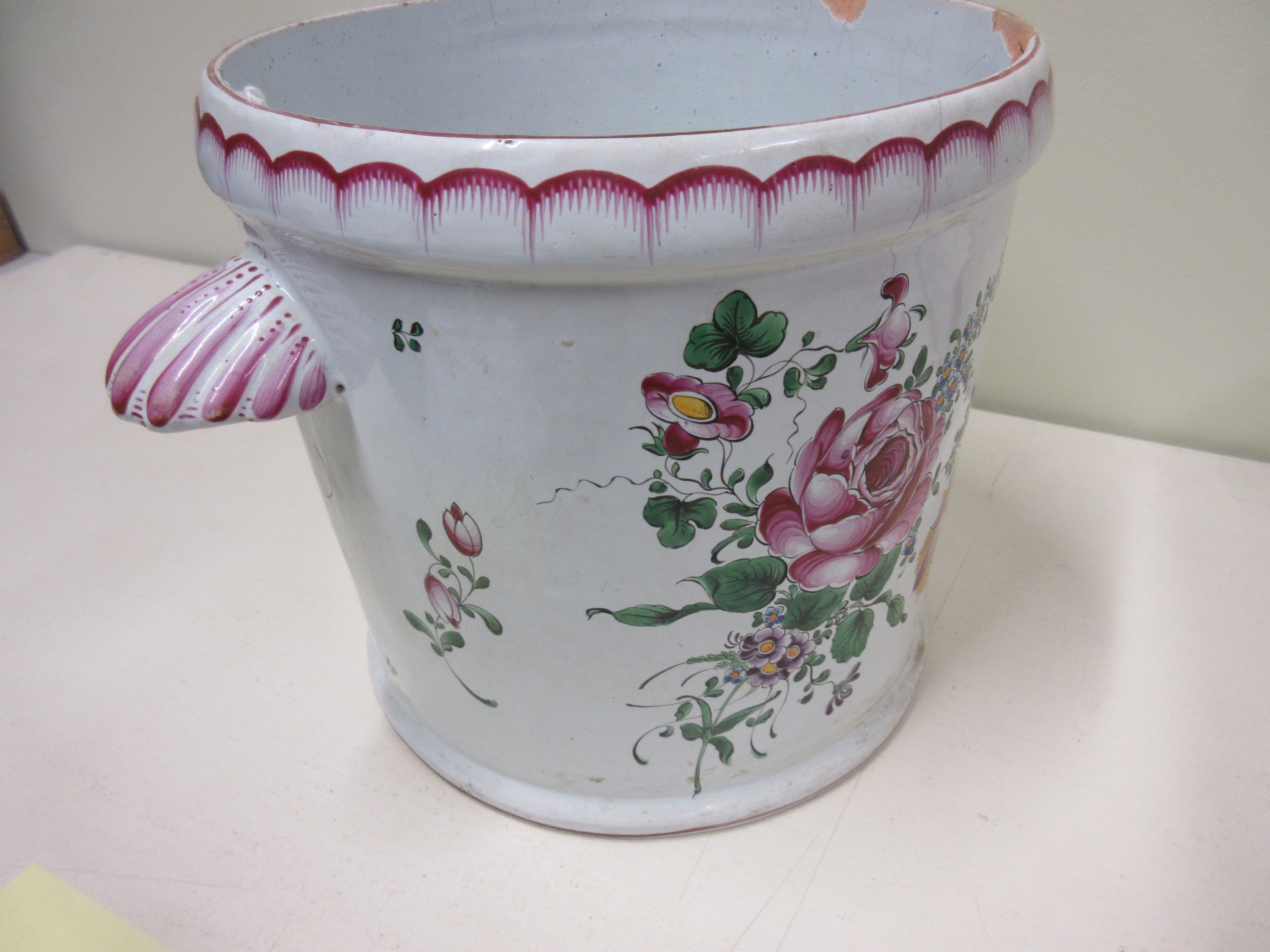 A Strasbourg faience large cylindrical wine cooler Circa 1770 - Image 8 of 8