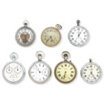 A group of eighteen various 19th & 20th century silver and plated pocket watches and stop watches