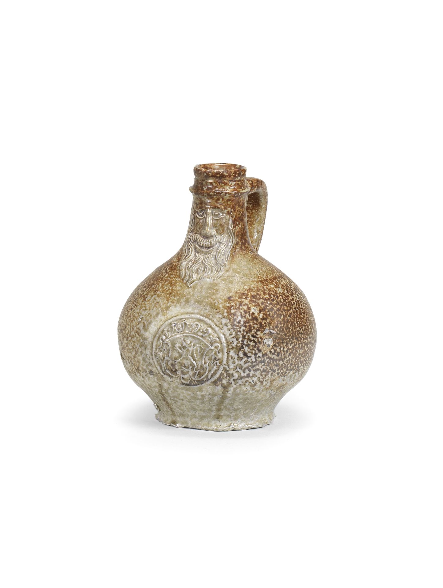 A small Cologne/Frechen stoneware bellarmine (Bartmannskrug) Dated 1599