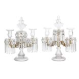A pair of cut glass and gilt metal twin-branch candelabra Late 19th Century