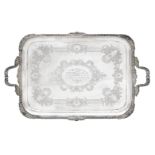 An early 20th century twin-handled silver tray by James Deakin & Sons, Sheffield 1902