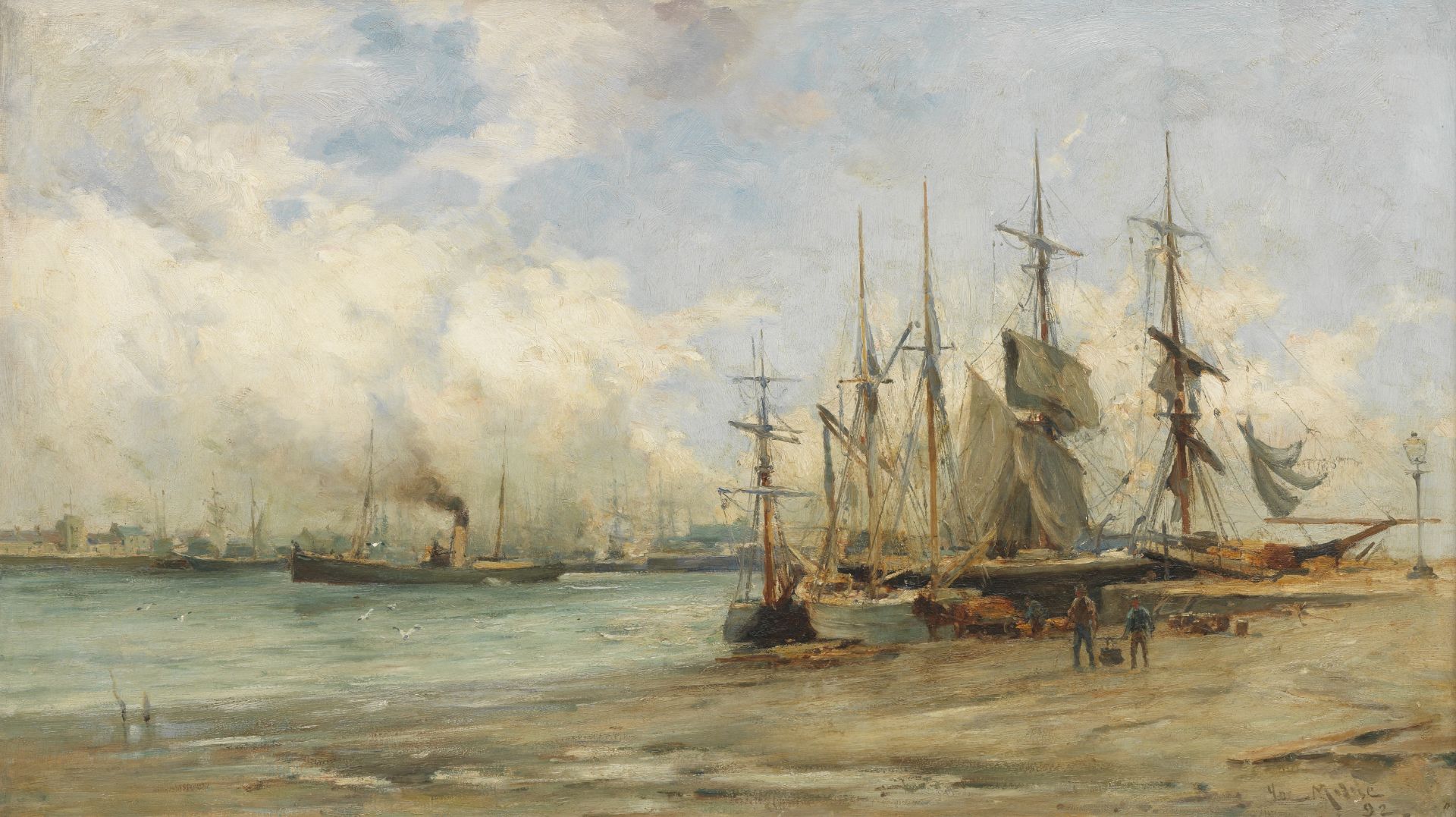 Joseph Milne (British, 1857-1911) Harbour scene