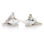 A pair of Meissen figural sweetmeat dishes Late 19th century