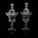 A pair of large cut glass sweetmeat dishes and covers 19th century