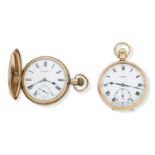 J.W. Benson and Waltham. Two 20th century 9k gold keyless pocket watches