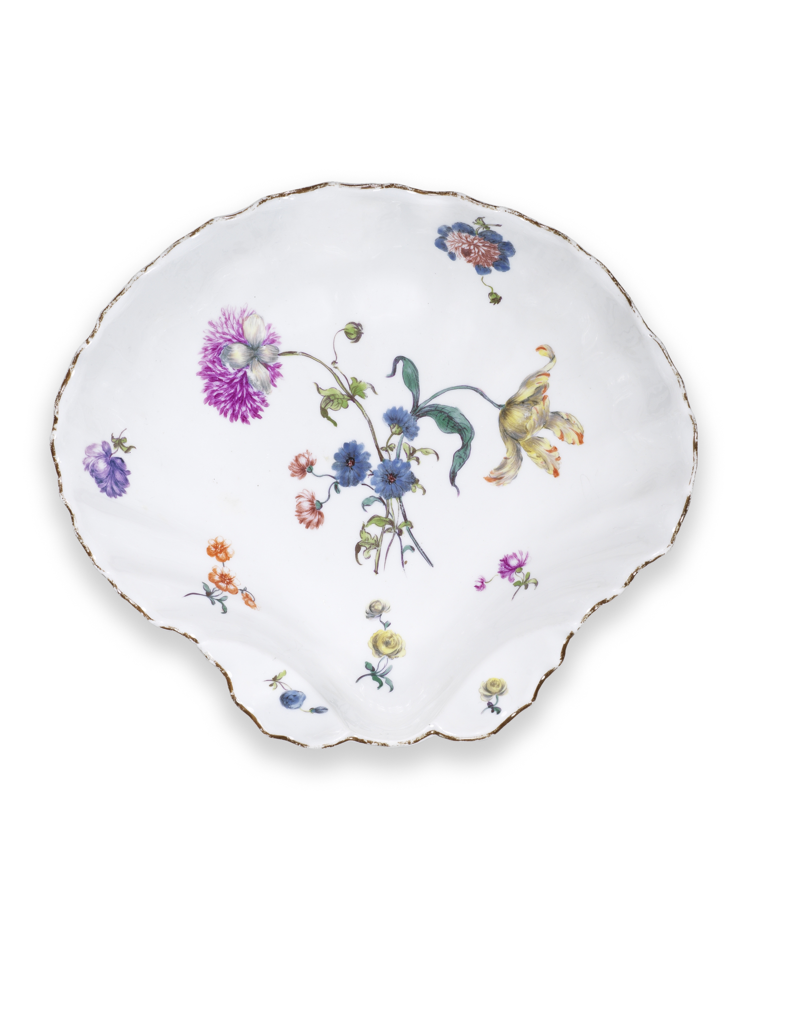 A Meissen shell shaped dish Mid 18th Century