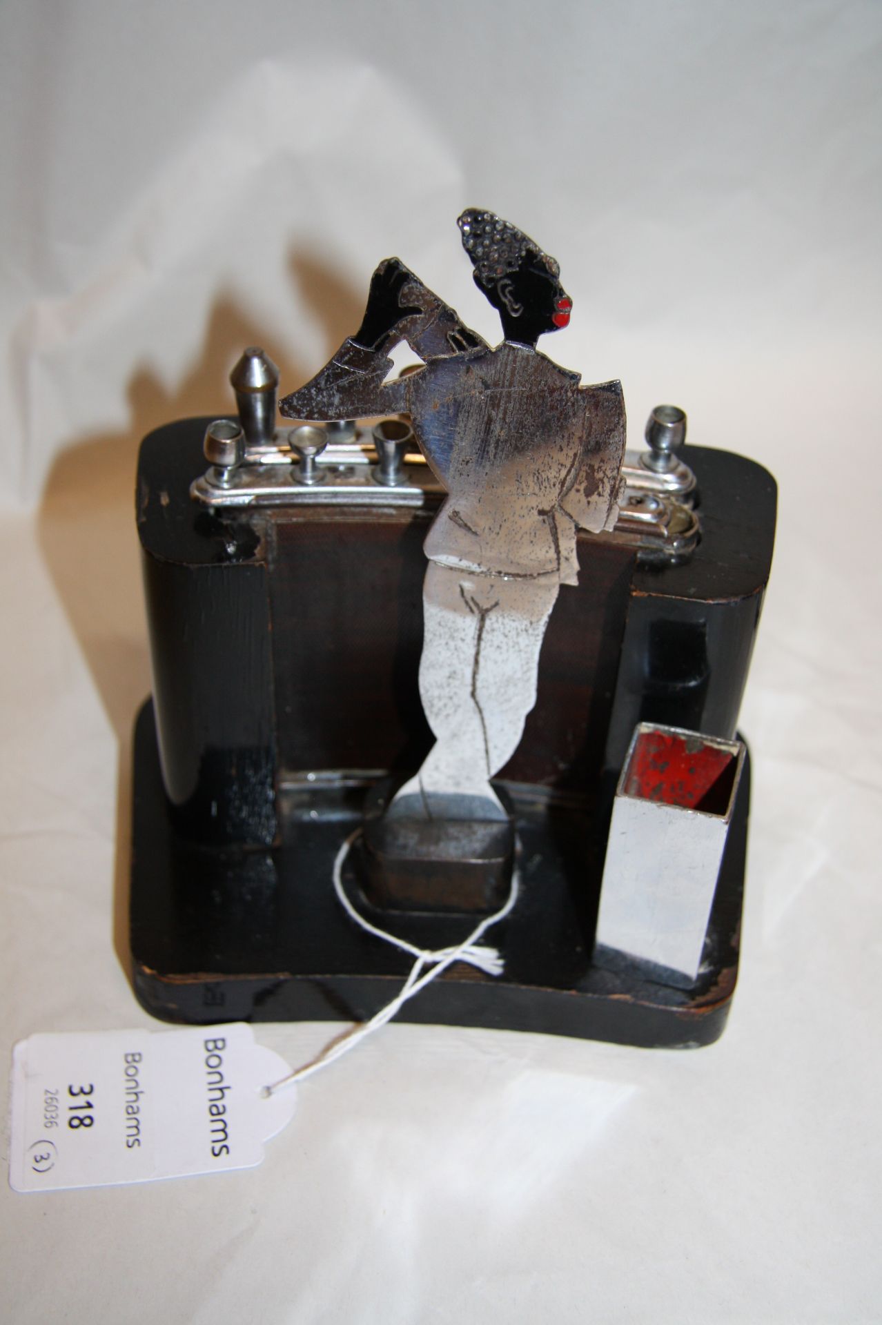 A Ronson Art deco novelty 'Bartender' strike table lighter and cigarette case (3) - Image 12 of 21