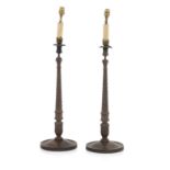 A pair of Georgian style mahogany table lamps, probably late 19th century (2)