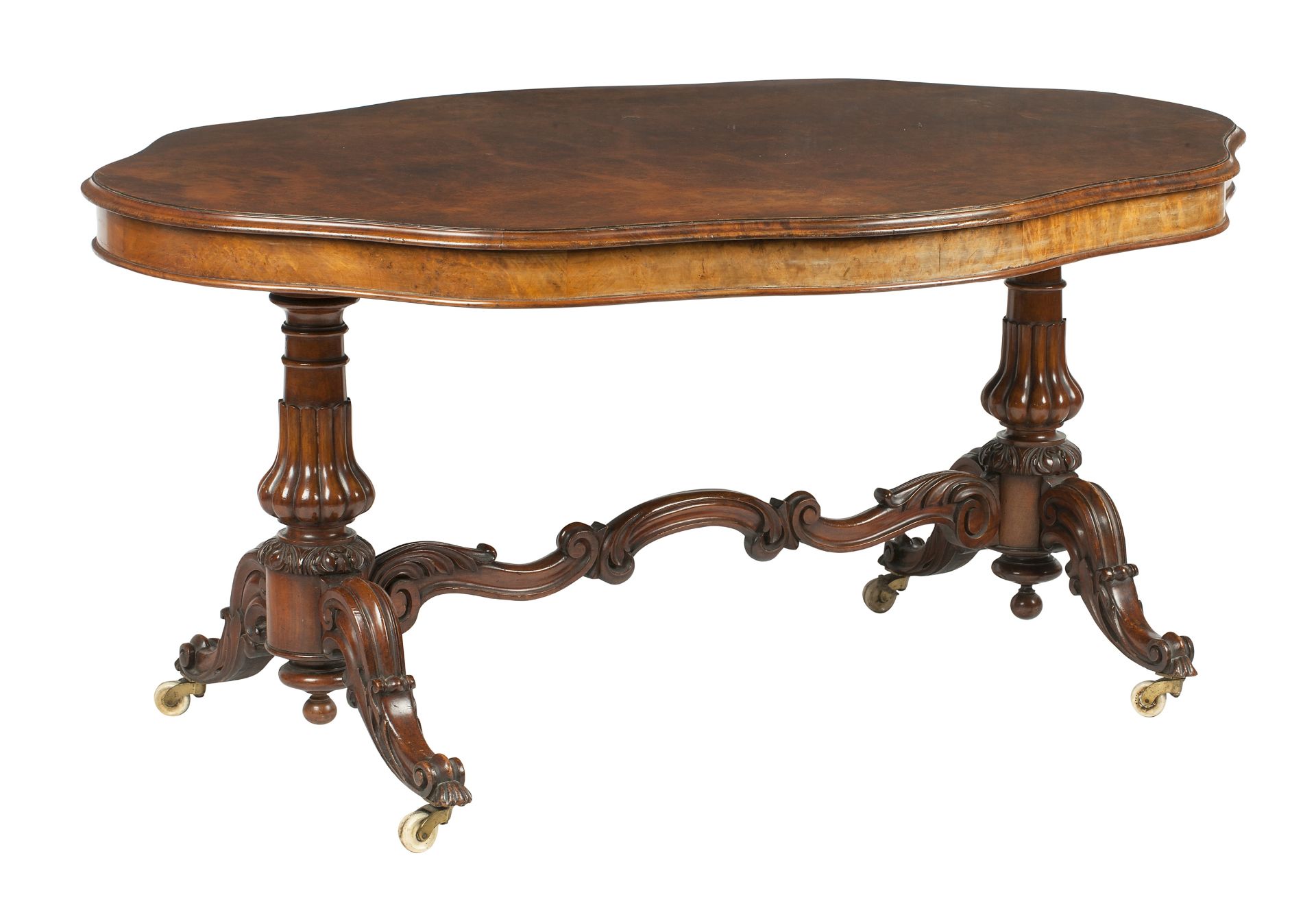 A late 19th century walnut centre table