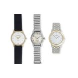 IWC, Longines and Eterna. A group of three wristwatches